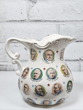 Vintage 1965 Chadwick Miller US Presidents Ceramic Pitcher Japan Eagle Creamer